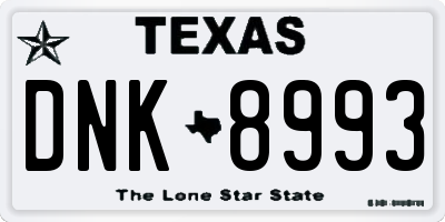 TX license plate DNK8993