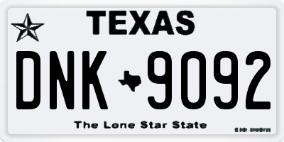 TX license plate DNK9092