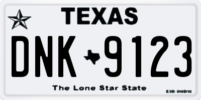 TX license plate DNK9123