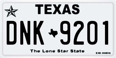 TX license plate DNK9201