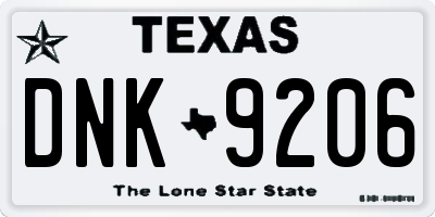 TX license plate DNK9206