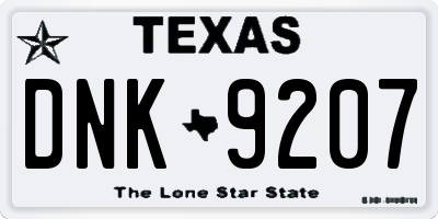 TX license plate DNK9207