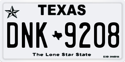 TX license plate DNK9208