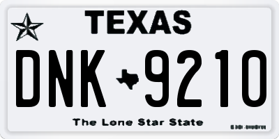 TX license plate DNK9210