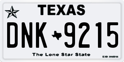 TX license plate DNK9215