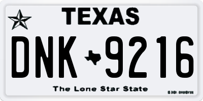 TX license plate DNK9216