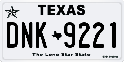 TX license plate DNK9221
