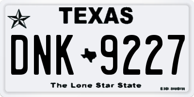 TX license plate DNK9227