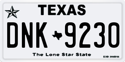 TX license plate DNK9230