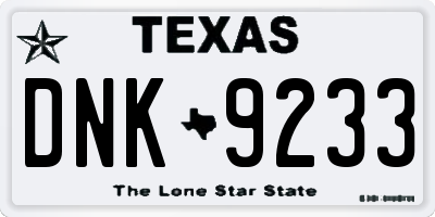 TX license plate DNK9233