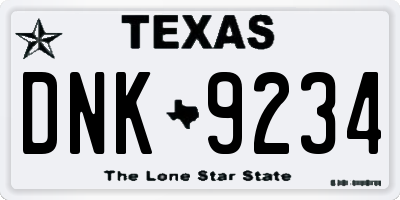 TX license plate DNK9234