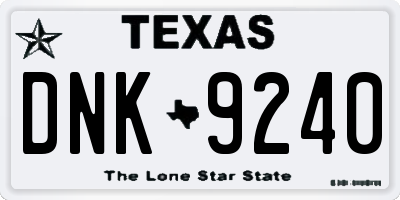TX license plate DNK9240