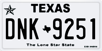 TX license plate DNK9251