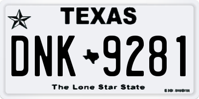 TX license plate DNK9281