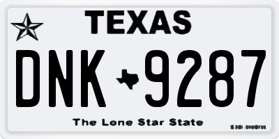 TX license plate DNK9287