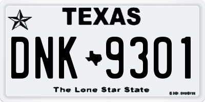 TX license plate DNK9301