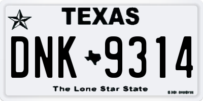 TX license plate DNK9314