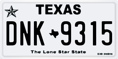 TX license plate DNK9315