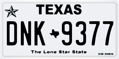 TX license plate DNK9377