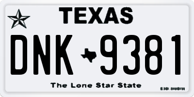 TX license plate DNK9381