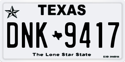 TX license plate DNK9417