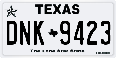 TX license plate DNK9423