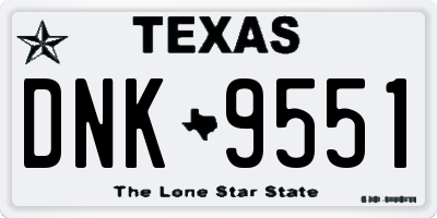 TX license plate DNK9551