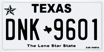 TX license plate DNK9601
