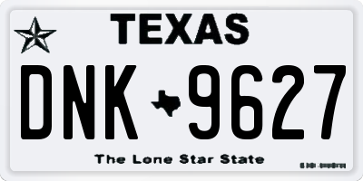 TX license plate DNK9627