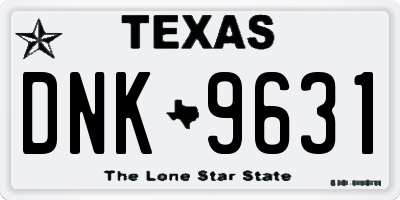 TX license plate DNK9631