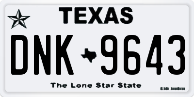 TX license plate DNK9643