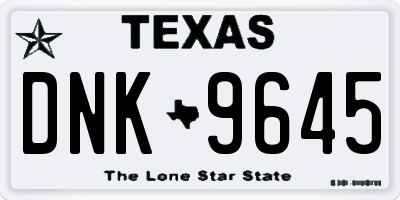TX license plate DNK9645