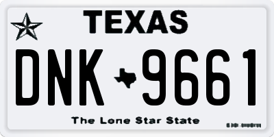 TX license plate DNK9661