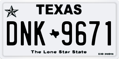TX license plate DNK9671