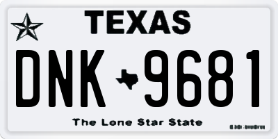 TX license plate DNK9681