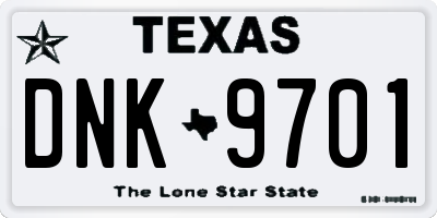 TX license plate DNK9701