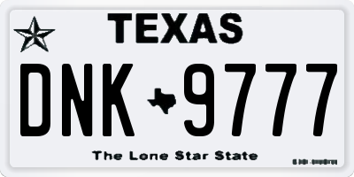 TX license plate DNK9777