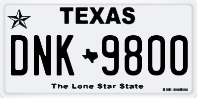 TX license plate DNK9800