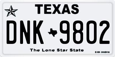 TX license plate DNK9802