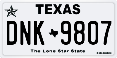 TX license plate DNK9807