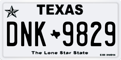 TX license plate DNK9829