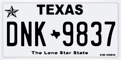 TX license plate DNK9837
