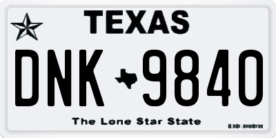 TX license plate DNK9840