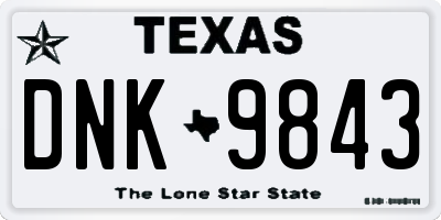 TX license plate DNK9843