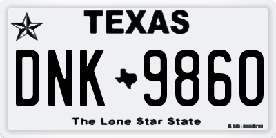 TX license plate DNK9860