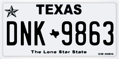 TX license plate DNK9863