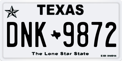 TX license plate DNK9872