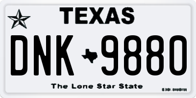 TX license plate DNK9880