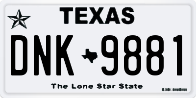 TX license plate DNK9881