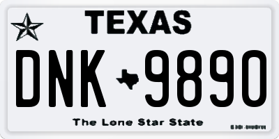 TX license plate DNK9890